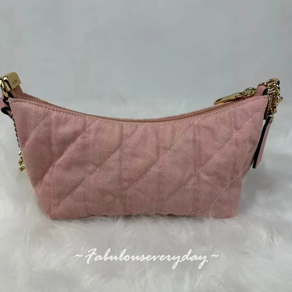 Coach Quilted Pink Shoulder Bag with Chain Strap